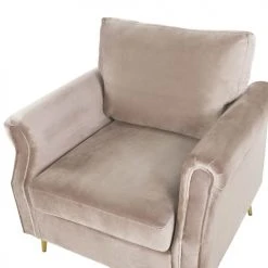 Beliani Fauteuils Fauteuil En Velours Taupe -Chaise Soldes 2024 fauteuil en velours taupe 4