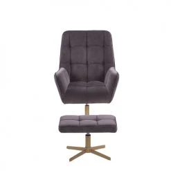 Beliani Fauteuils Fauteuil En Velours Taupe Avec Repose-pieds Assorti -Chaise Soldes 2024 fauteuil en velours taupe avec repose pieds assorti 2