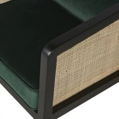 Maisons Du Monde Fauteuils Fauteuil En Velours Vert Cannage En Rotin Et Bois De Bouleau Noir -Chaise Soldes 2024 fauteuil en velours vert cannage en rotin et bois de bouleau noir 1000 16 12 219690 4