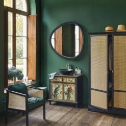 Maisons Du Monde Fauteuils Fauteuil En Velours Vert Cannage En Rotin Et Bois De Bouleau Noir -Chaise Soldes 2024 fauteuil en velours vert cannage en rotin et bois de bouleau noir 1000 16 12 219690 5