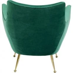 Kare Design Fauteuils Fauteuil En Velours Vert Et Acier Doré -Chaise Soldes 2024 fauteuil en velours vert et acier dore 3