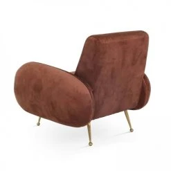 Oviala Fauteuils Fauteuil En Velours Vintage Terracota -Chaise Soldes 2024 fauteuil en velours vintage terracota 4