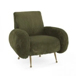 Oviala Fauteuils Fauteuil En Velours Vintage Vert Sapin -Chaise Soldes 2024 fauteuil en velours vintage vert sapin 4