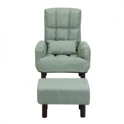 Beliani Fauteuils Fauteuil Et Repose-pieds En Tissu Vert -Chaise Soldes 2024 fauteuil et repose pieds en tissu vert 2