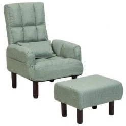 Beliani Fauteuils Fauteuil Et Repose-pieds En Tissu Vert