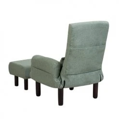 Beliani Fauteuils Fauteuil Et Repose-pieds En Tissu Vert -Chaise Soldes 2024 fauteuil et repose pieds en tissu vert 3