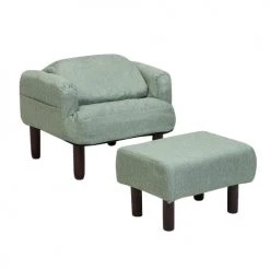 Beliani Fauteuils Fauteuil Et Repose-pieds En Tissu Vert -Chaise Soldes 2024 fauteuil et repose pieds en tissu vert 4