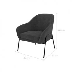 Rendez Vous Déco Fauteuils Fauteuil Gris Foncé En Velours Cotelé -Chaise Soldes 2024 fauteuil gris fonce en velours cotele 2