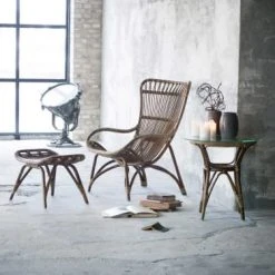 Sika Design Fauteuils Fauteuil Haut Dossier En Rotin Antique -Chaise Soldes 2024 fauteuil haut dossier en rotin antique 3