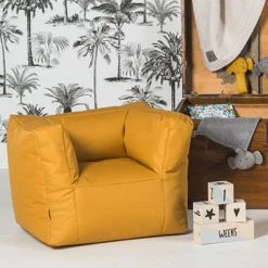 Jollein Fauteuils Fauteuil Imperméable Bean Bag En Toile Moutarde (45 X 40 X 36 Cm) -Chaise Soldes 2024 fauteuil impermeable bean bag en toile moutarde 45 x 40 x 36 cm 2