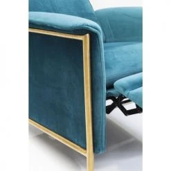 Kare Design Fauteuils Fauteuil Inclinable En Velours Bleu Pétrole Et Acier Doré -Chaise Soldes 2024 fauteuil inclinable en velours bleu petrole et acier dore 2