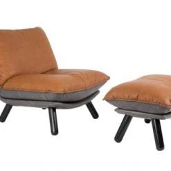 Zuiver Fauteuils Fauteuil Lounge En Cuir Marron -Chaise Soldes 2024 fauteuil lounge en cuir marron 2