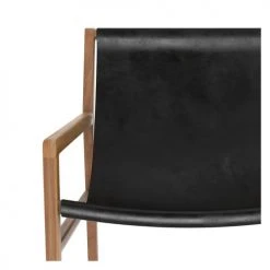Rendez Vous Déco Fauteuils Fauteuil Lounge En Teck Et Cuir Noir -Chaise Soldes 2024 fauteuil lounge en teck et cuir noir 2