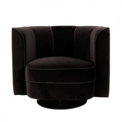 Dutchbone Fauteuils Fauteuil Lounge En Velours Noir -Chaise Soldes 2024 fauteuil lounge en velours noir 2
