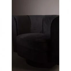 Dutchbone Fauteuils Fauteuil Lounge En Velours Noir -Chaise Soldes 2024 fauteuil lounge en velours noir 5