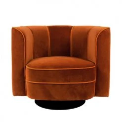 Dutchbone Fauteuils Fauteuil Lounge En Velours Orange -Chaise Soldes 2024 fauteuil lounge en velours orange 3