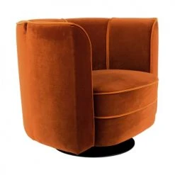 Dutchbone Fauteuils Fauteuil Lounge En Velours Orange -Chaise Soldes 2024 fauteuil lounge en velours orange 4