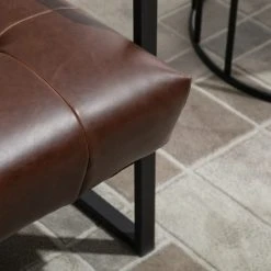 Homcom Fauteuils Fauteuil Lounge Métal Noir Revêtement Synthétique Marron -Chaise Soldes 2024 fauteuil lounge metal noir revetement synthetique marron 4