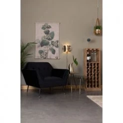 Dutchbone Fauteuils Fauteuil Lounge Velours Noir -Chaise Soldes 2024 fauteuil lounge velours noir 1