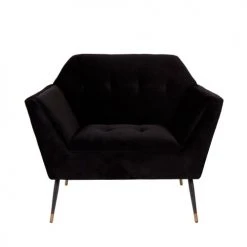 Dutchbone Fauteuils Fauteuil Lounge Velours Noir -Chaise Soldes 2024 fauteuil lounge velours noir 2