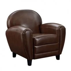 Rendez Vous Déco Fauteuils Fauteuil Marron En Croute De Cuir Enduite -Chaise Soldes 2024 fauteuil marron en croute de cuir enduite 4
