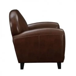 Rendez Vous Déco Fauteuils Fauteuil Marron En Croute De Cuir Enduite -Chaise Soldes 2024 fauteuil marron en croute de cuir enduite 5