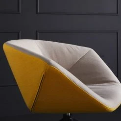 Signature Fauteuils Fauteuil Pivotant En Tissu Bicolore - Taupe Et Jaune -Chaise Soldes 2024 fauteuil pivotant en tissu bicolore taupe et jaune 5