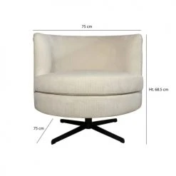 Now’s Home Fauteuils Fauteuil Pivotant En Velours Cotelé écru -Chaise Soldes 2024 fauteuil pivotant en velours cotele ecru 5