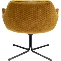 Kare Design Fauteuils Fauteuil Pivotant En Velours Jaune Et Acier -Chaise Soldes 2024 fauteuil pivotant en velours jaune et acier 2
