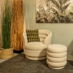 Now’s Home Fauteuils Fauteuil Pivotant Tissu En Bouclette Beige -Chaise Soldes 2024 fauteuil pivotant tissu en bouclette beige 1