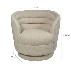 Now’s Home Fauteuils Fauteuil Pivotant Tissu En Bouclette Beige -Chaise Soldes 2024 fauteuil pivotant tissu en bouclette beige 4