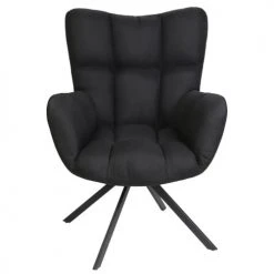 Altobuy Fauteuils Fauteuil Pivotant Tissu Noir Et Pieds Métal -Chaise Soldes 2024 fauteuil pivotant tissu noir et pieds metal 2
