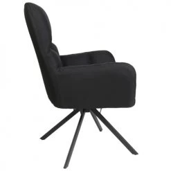 Altobuy Fauteuils Fauteuil Pivotant Tissu Noir Et Pieds Métal -Chaise Soldes 2024 fauteuil pivotant tissu noir et pieds metal 3