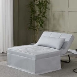 Concept Usine Fauteuils Fauteuil Pouf Ottoman Gris 3 En 1 En Tissu Gris Clair -Chaise Soldes 2024 fauteuil pouf ottoman gris 3 en 1 en tissu gris clair 2
