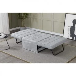 Concept Usine Fauteuils Fauteuil Pouf Ottoman Gris 3 En 1 En Tissu Gris Clair -Chaise Soldes 2024 fauteuil pouf ottoman gris 3 en 1 en tissu gris clair 4