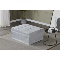 Concept Usine Fauteuils Fauteuil Pouf Ottoman Gris 3 En 1 En Tissu Gris Clair -Chaise Soldes 2024 fauteuil pouf ottoman gris 3 en 1 en tissu gris clair 5