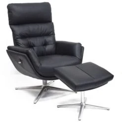 My New Design Fauteuils Fauteuil Relax Avec Pouf Base étoile Aluminium - Cuir Beige -Chaise Soldes 2024 fauteuil relax avec pouf base etoile aluminium cuir noir