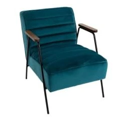 Hellin Fauteuils Fauteuil Relax En Velours Et Métal Noir -Chaise Soldes 2024 fauteuil relax en velours et metal noir 4