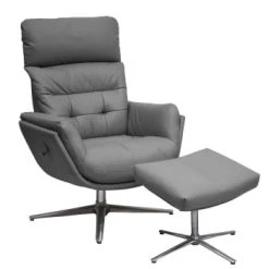 My New Design Fauteuils Fauteuil Relax Avec Pouf Base étoile Aluminium - Cuir Beige -Chaise Soldes 2024 fauteuil relax et pouf base etoile aluminium cuir anthracite