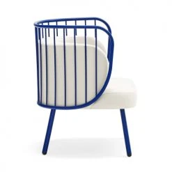 TEULAT Fauteuils Fauteuil Rembourré Et Structure Métallique En Bleu Foncé -Chaise Soldes 2024 fauteuil rembourre et structure metallique en bleu fonce 3