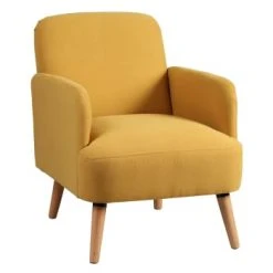 Altobuy Fauteuils Fauteuil Rembourré Tissu Orange -Chaise Soldes 2024 fauteuil rembourre tissu jaune