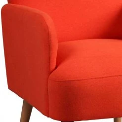 Altobuy Fauteuils Fauteuil Rembourré Tissu Orange -Chaise Soldes 2024 fauteuil rembourre tissu orange 3