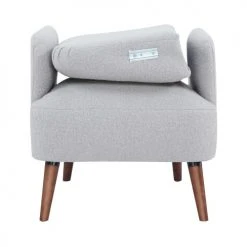 Drawer Fauteuils Fauteuil Rétro En Tissu Bouclette Pieds Bois Foncé Gris Clair -Chaise Soldes 2024 fauteuil retro en tissu bouclette pieds bois fonce gris clair 4