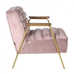 Mathi Design Fauteuils Fauteuil Retro En Velours Rose -Chaise Soldes 2024 fauteuil retro en velours rose 1