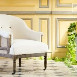 PIB Fauteuils Fauteuil Rond En Tissu Beige -Chaise Soldes 2024 fauteuil rond en tissu beige 1