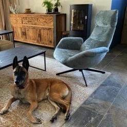 Mathi Design Fauteuils Fauteuil Rotatif En Velours Bleu -Chaise Soldes 2024 fauteuil rotatif en velours bleu 1