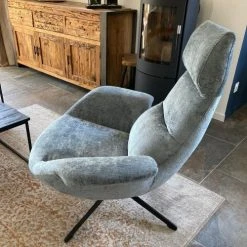 Mathi Design Fauteuils Fauteuil Rotatif En Velours Bleu -Chaise Soldes 2024 fauteuil rotatif en velours bleu 2