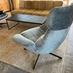 Mathi Design Fauteuils Fauteuil Rotatif En Velours Bleu -Chaise Soldes 2024 fauteuil rotatif en velours bleu 3