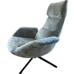 Mathi Design Fauteuils Fauteuil Confortable En Tissu Gris Clair -Chaise Soldes 2024 fauteuil rotatif en velours bleu 5