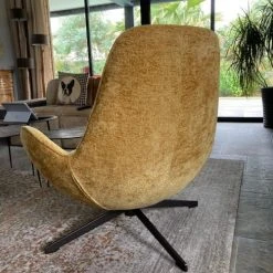 Mathi Design Fauteuils Fauteuil Rotatif En Velours Moutarde -Chaise Soldes 2024 fauteuil rotatif en velours moutarde 1